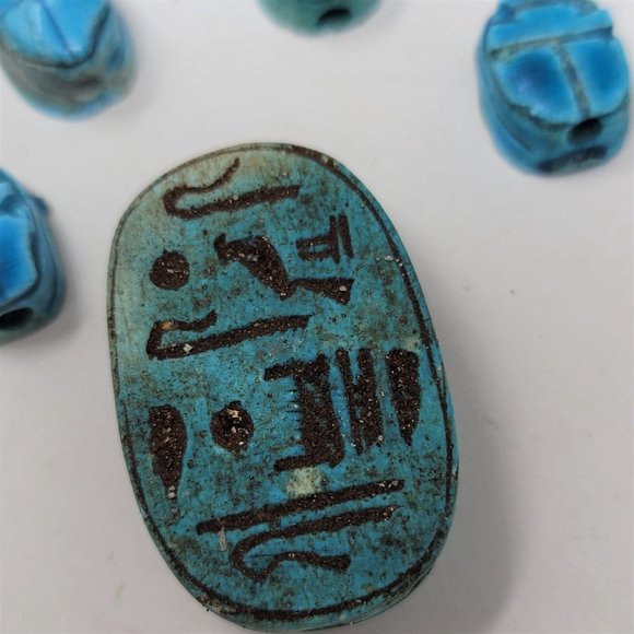 COPY - Vintage Scarab Beads Blue from Egypt - Picture 3 of 7